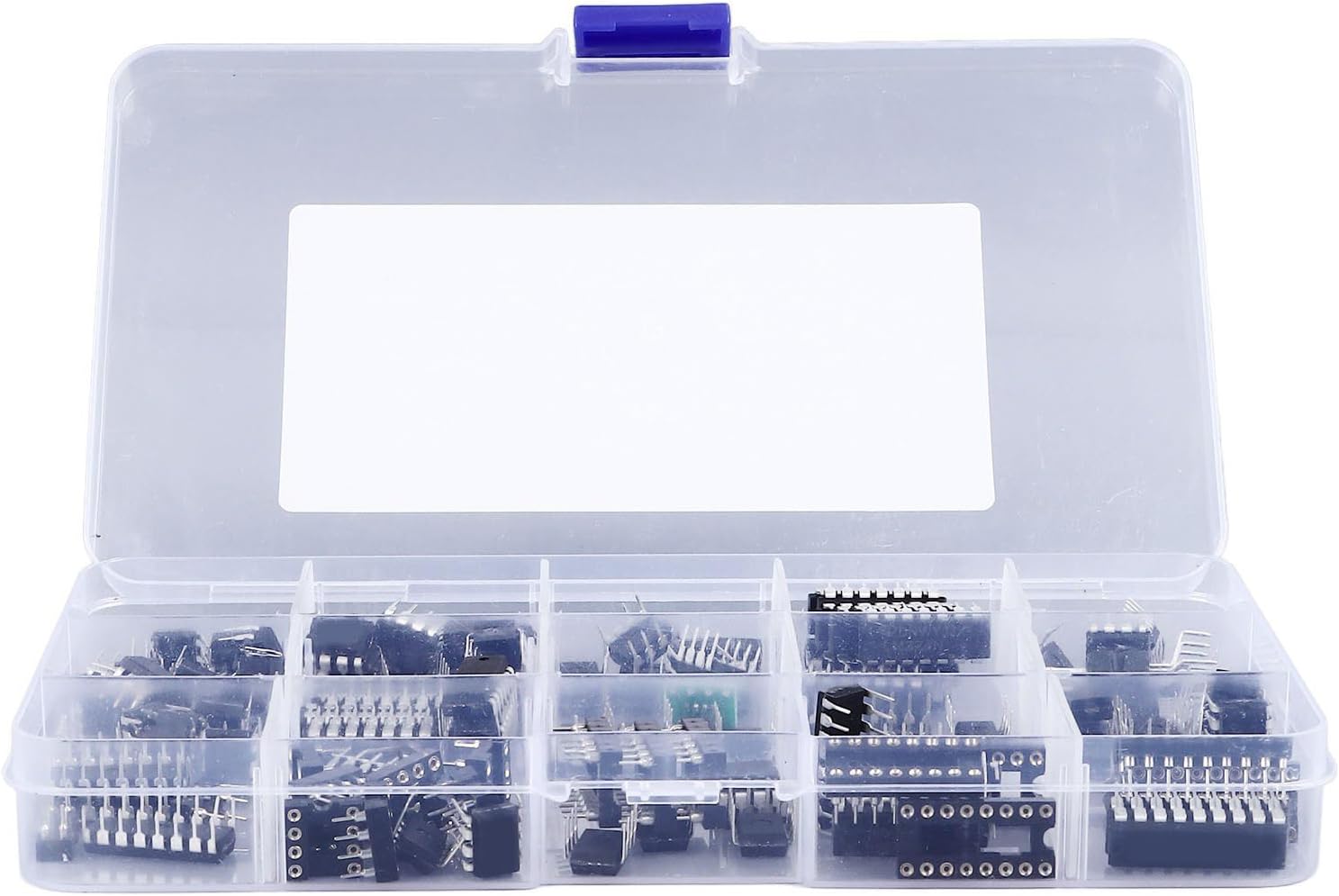 150 Pcs Integrated Circuit Chip Assortment Kit, Flat Pin IC Chips with Socket Adapter, Ideal for Electronic Repairs and DIY Projects