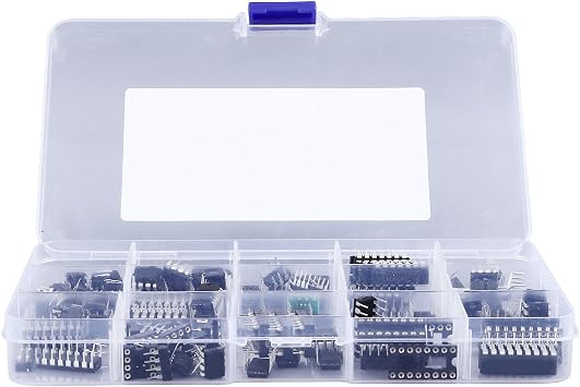 150 Pcs 10 Types IC Chip Assortment Kit Flat Pin Socket Adapters Integrated Circuit Chip with Store Case for Electronic Repair