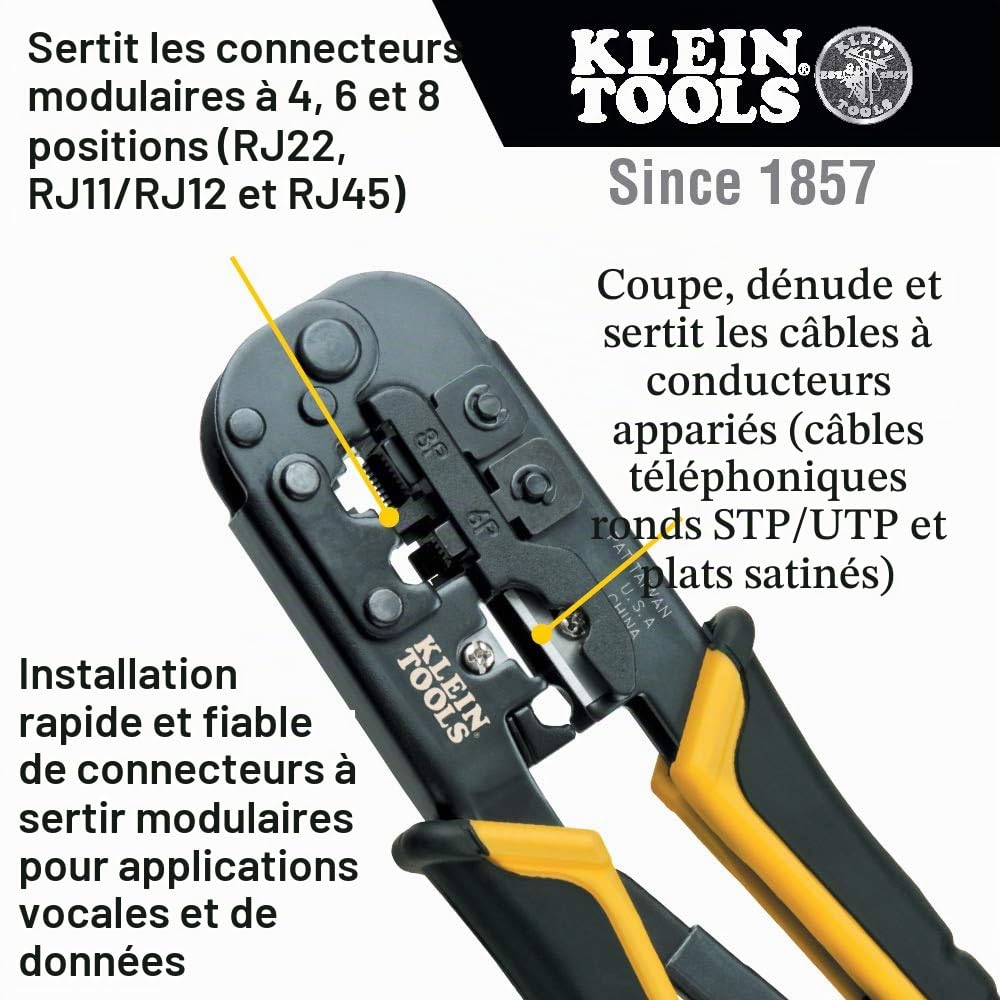 Klein Tools VDV226-011-SEN Pince à sertir/dénuder modulaire à cliquet
