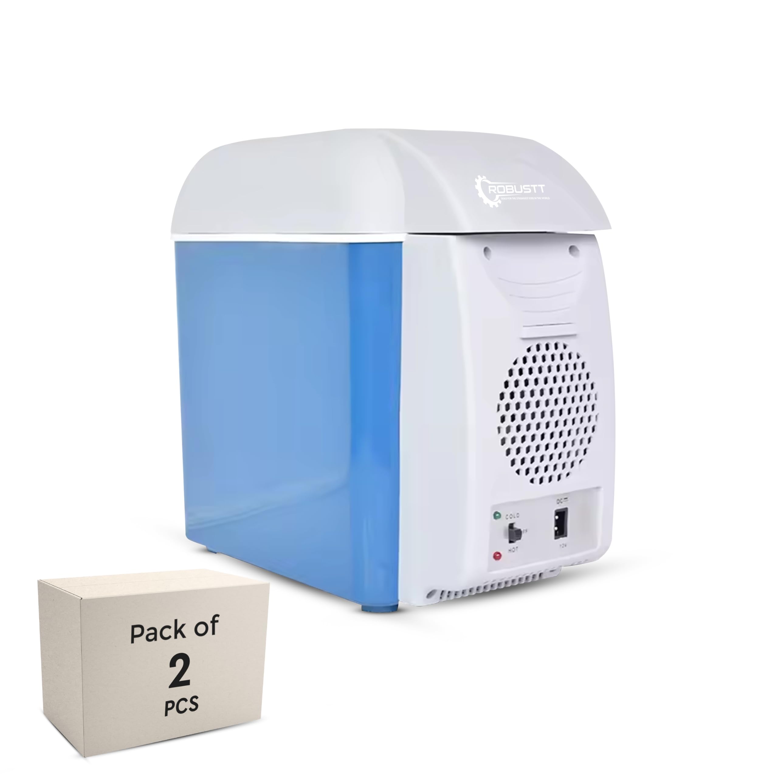 Robustt Mini Refrigerator - Frost Free Compact And Portable With 7.5 Liter Capacity, Food Grade, Low Noise And Thickened Inner Liner, Suitable For Car Use (Pack Of 2) Blue