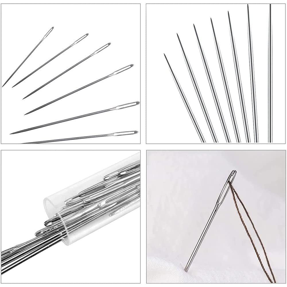 50 Aghi Da Cucito A Mano Con Cruna Grande: Set Di Aghi Da Rammendo In Acciaio Inox, 5 Misure Diverse (da 4,2 Cm A 6 Cm) Per Lana E Filati, Tubo Portatile - 4