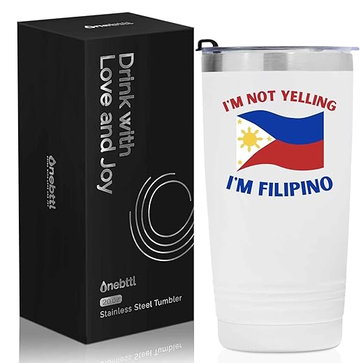 Onebttl Filipino Gifts with Philippines Flag, Filipino Philippines Souvenirs, 20oz Stainless Steel Insulated Travel Mug, Perfect for Filipino Men & Women on Birthday & Christmas - I'm Not Yelling