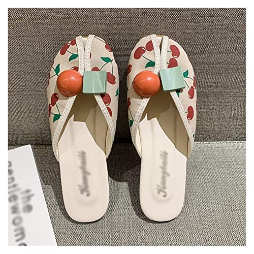 Women Mules Closed Toe Cloth Shoes Round Toe Backless Casual Flat Slippers Comfortable Summer Beach (Color : B, Size : 35) #TOP19