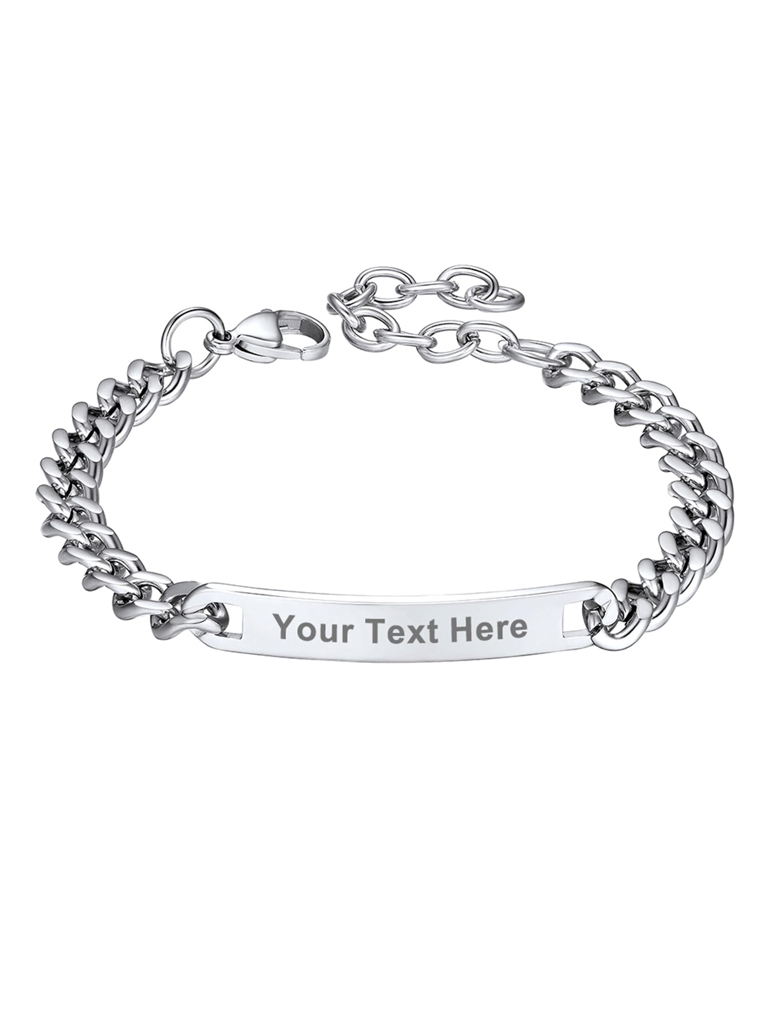 PROSTEEL Esclavas Pulseras para Grabar por Ambos Lados, Brazalete para Hombres Pareja Enamorados Familia Compañeros, 21cm/23cm Largo