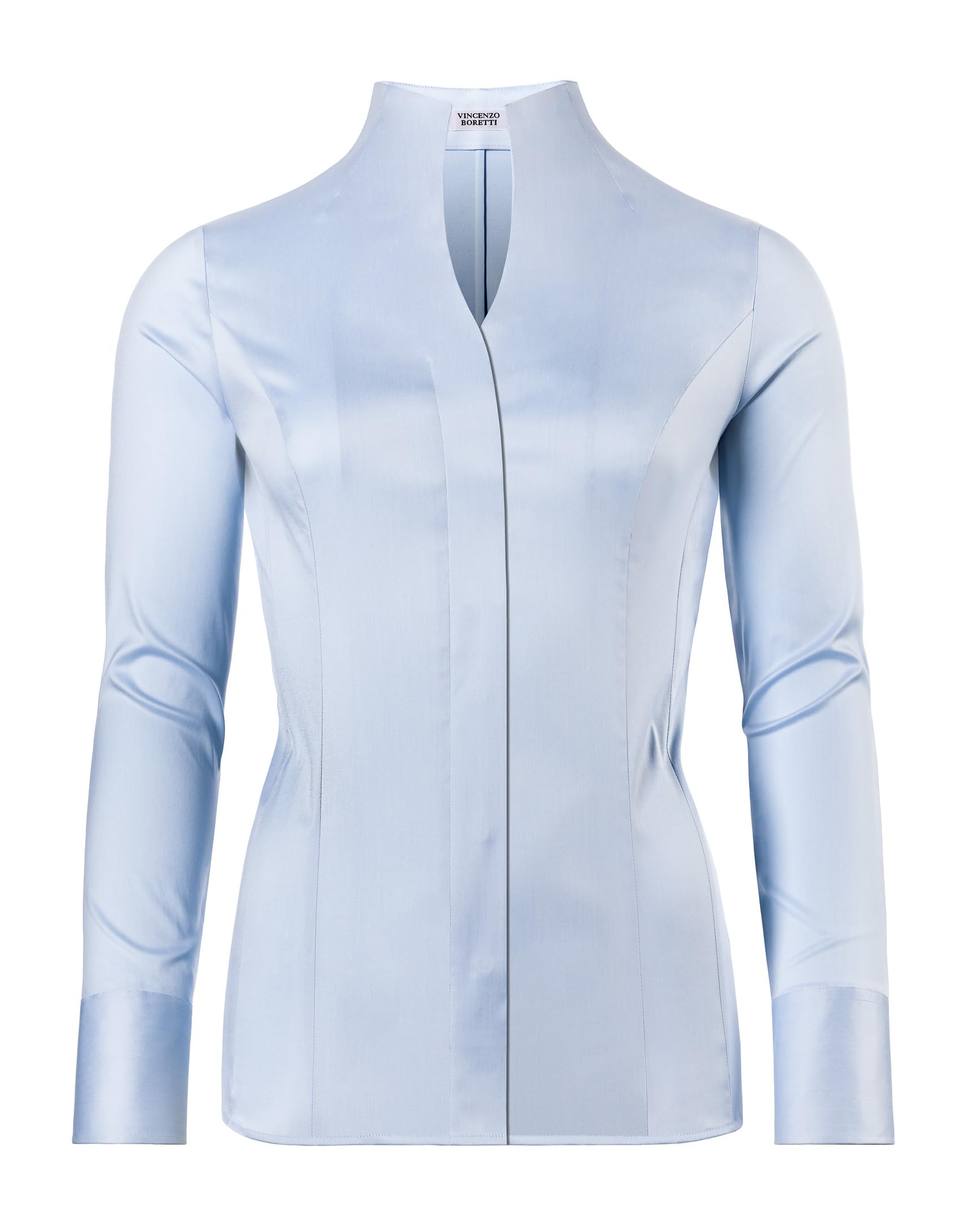 Vincenzo Boretti Bluse, Slim-fit/tailliert, Stretch, Kelchkragen - bügelleicht