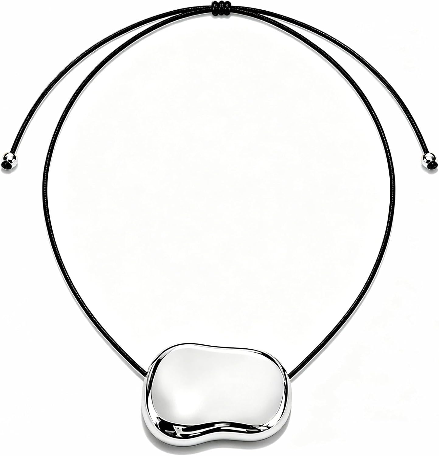 18k Gold Bean Pendant - 316L Stainless Steel Layered Necklace