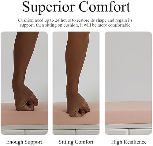 Miniatura 5 de Cojines de banco para muebles de interior, espuma antideslizante, para silla de cocina, comedor, cojín de asiento con cremallera de 38 x 16