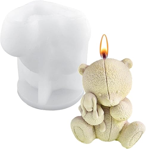 Miniatura 3 de Naysku Molde de silicona para velas de oso 3D molde de jabón de oso encantador molde de resina de oso para bricolaje hecho a mano velas de jabón