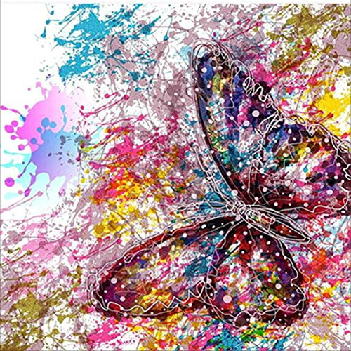 DIY 5D Kit de pintura con diamantes de imitación,Cuadros punto de cruz kit diseño de mariposa multicolor con diamantes de imitación bordados, para decoración de pared de casa, 30 x 30 cm