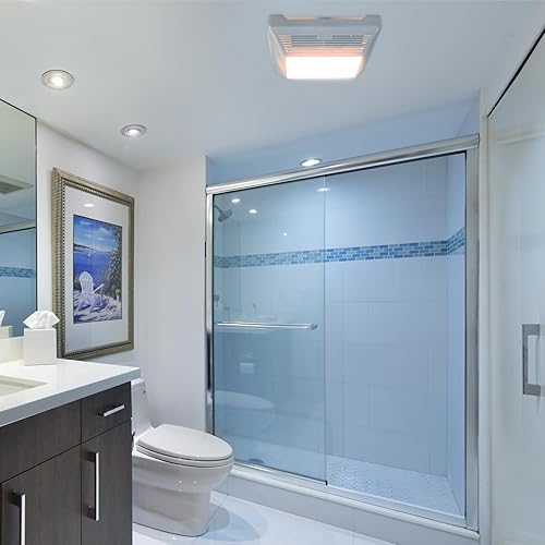 Miniatura 6 de Maxxima Luvoni - Ventilador de escape y ventilación de baño de 90 CFM con luz, funcionamiento silencioso sin ruido, ventilador montado en el techo