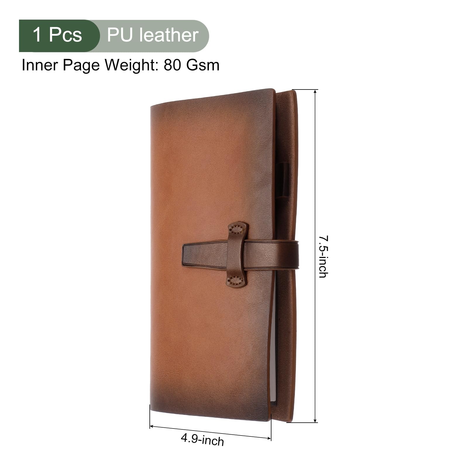 YOKIVE PU Leather Journal, 1 Pcs A6 Refillable Notebook Lined Travel Journal with Buckle Great for Office Writing Travel Business Working, Brown - Image 2