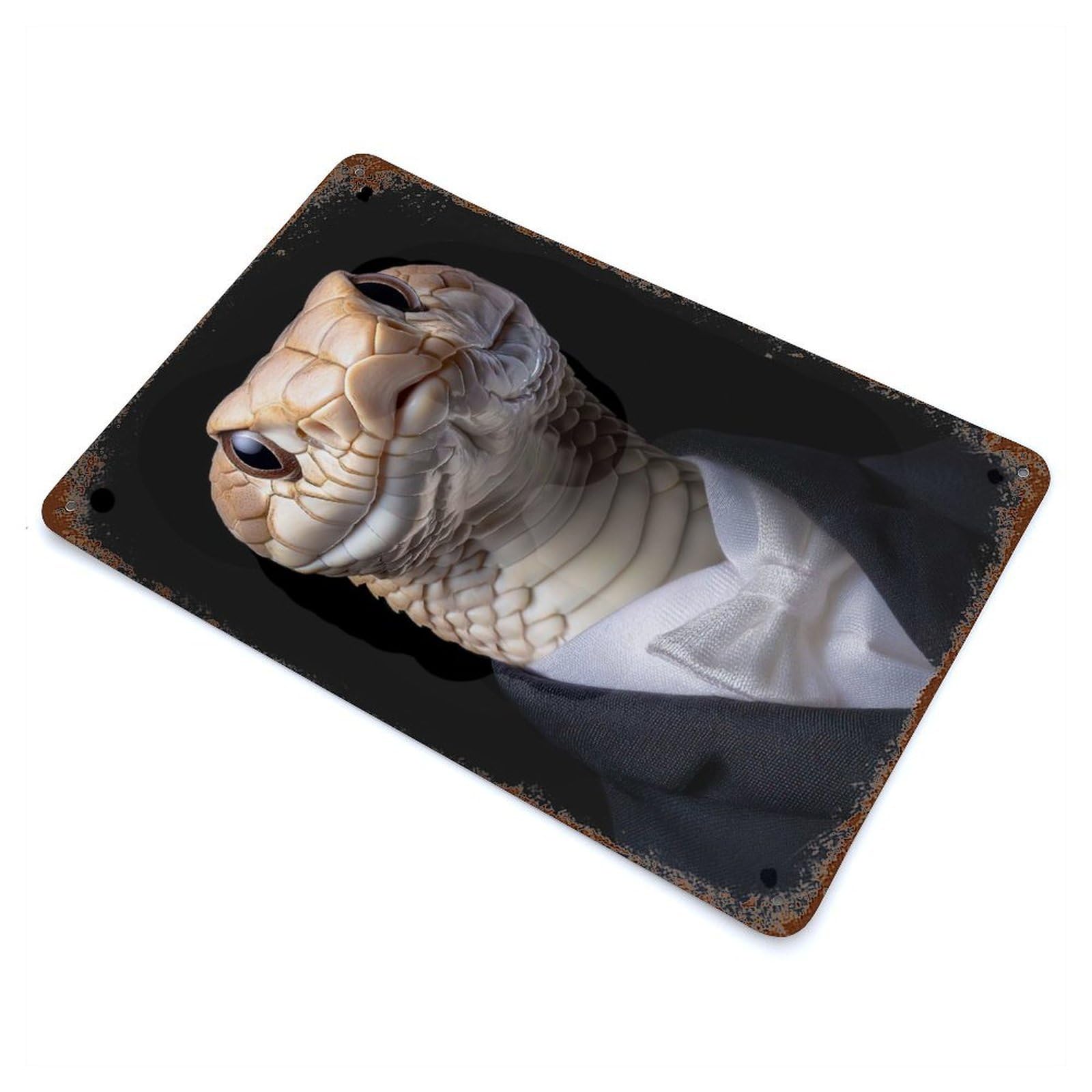 Snake in A Suit 11.8"x7.9" Weathered Tin Sign, Decorative Metal Wall Art for Cafe, Home Bar And Lounge Decor
