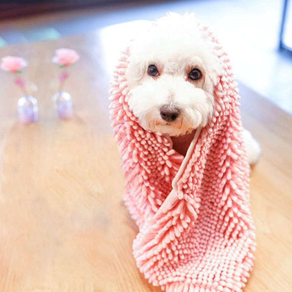 Serviette de Bain Absorbante pour Animaux Serviette en Chenille Chenille pour Petits, Moyens Chiens et Chats - 35 * 65cm