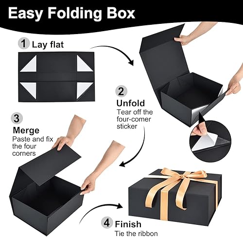 Miniatura 10 de BEISHIDA Caja de regalo blanca de 11 x 9 x 4.4 pulgadas, cajas de regalo con tapas de cierre magnético para embalaje de regalo, Día del Padre, Día