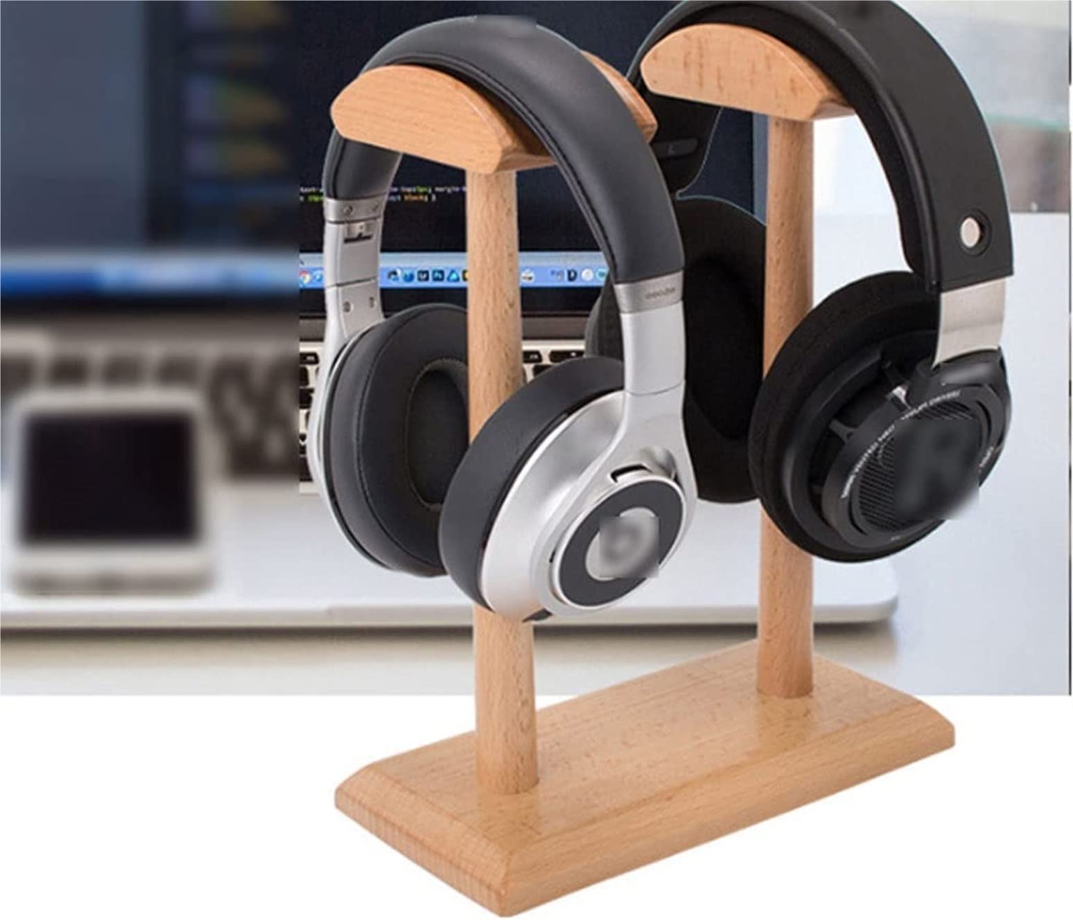 Supporto per Cuffie Supporto per auricolari Doppio Supporto Per Cuffie Supporto Per Cuffie In Legno Massello Naturale Semplice E Generoso Supporto Cuffie Supporto per cuffia ( Blue : Beech , Size : 8.