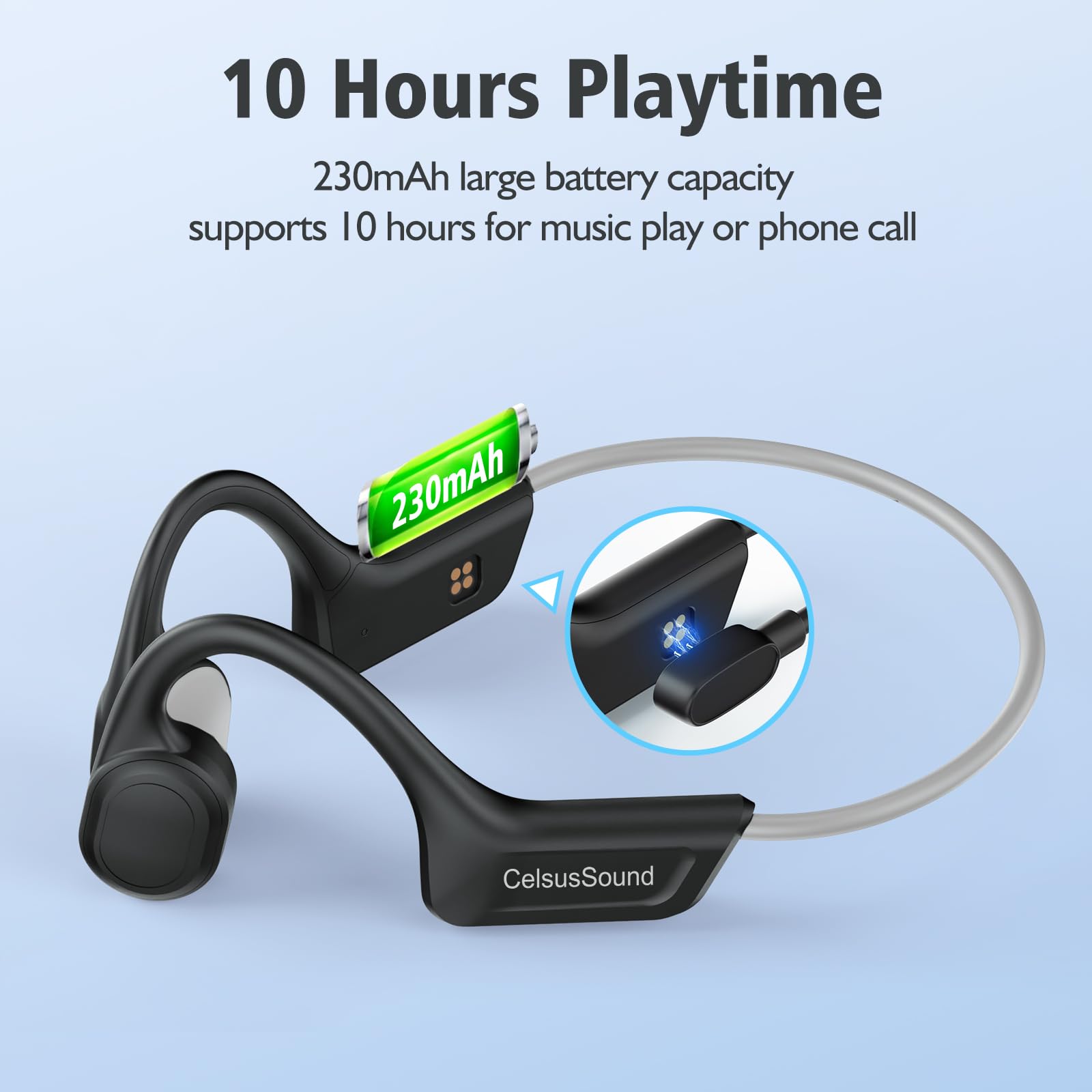 Generico Cuffie Conduzione Ossea,Impermeabilità IP67,Auricolari Wireless Bluetooth 5.3 con Microfono, Open Ear Auricolari Bluetooth per Corsa (Grigio)