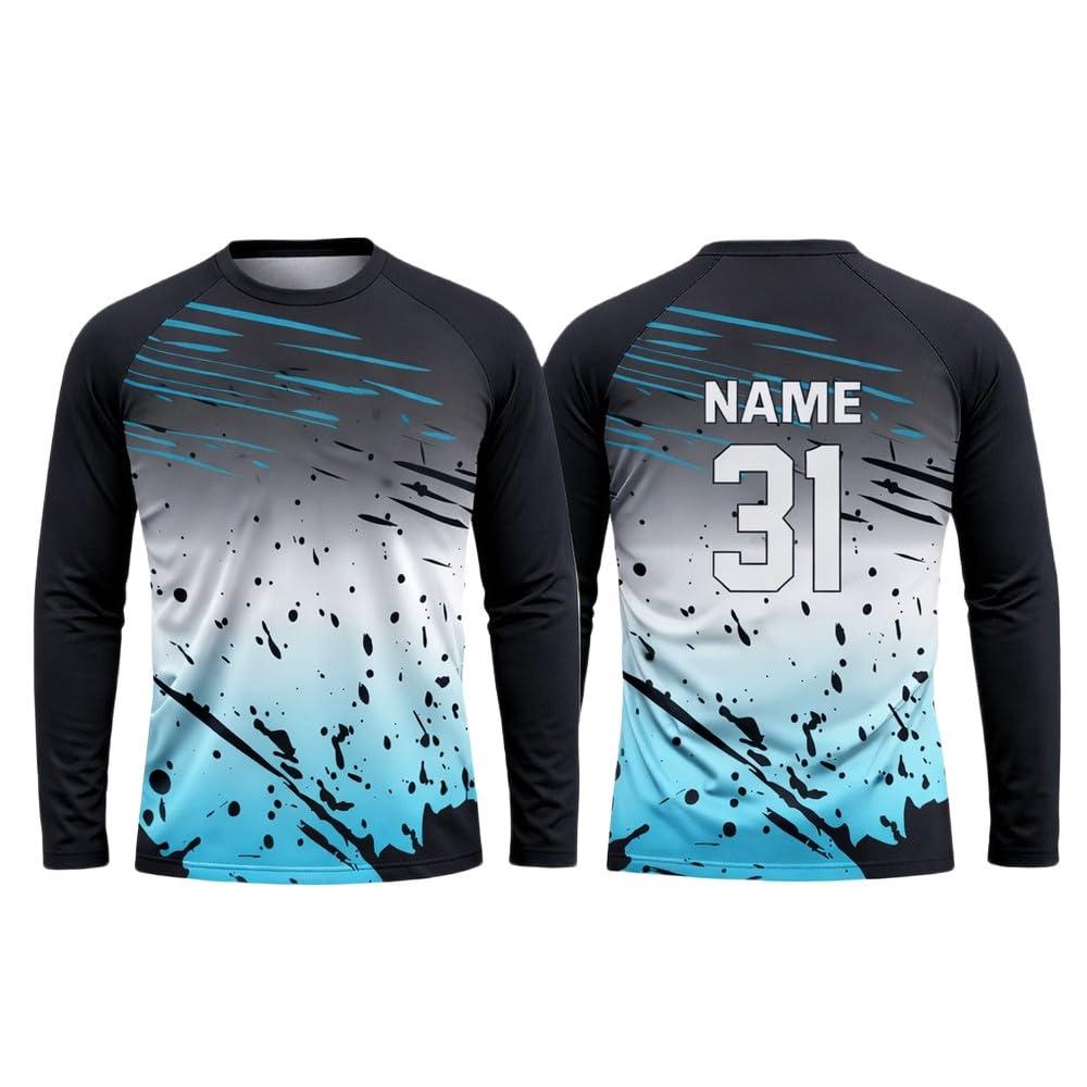 Custom Add Name and Number Polyester Lightweight Full Sleeves Cricket & Multi-Sports Jersey T-Shirt-image-39