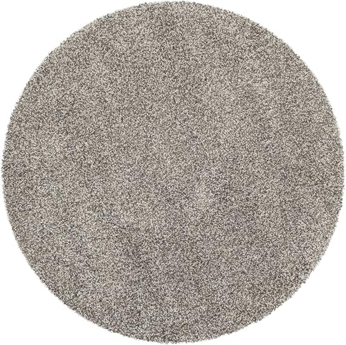 Image of Solid Fluffy Rugs and Carpet for Hall and Drawing Room 5x5 Round M-1