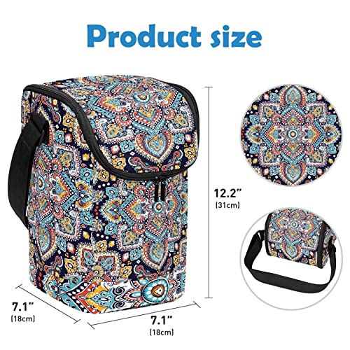 Lonchera grande de mandala indio con correa ajustable para el hombro 4