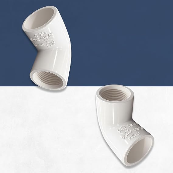 Schedule 40 PVC 3/4 Inch 90 Degree Elbow, Socket Connection, NSF Compliant, for Water Systems, 130F Max Temperature, Durable PVC Pipe Fitting- 25 Pack
