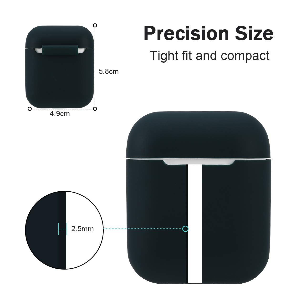 KOKOKA Silicona Compatible con AirPods 2, Fundas Protectora de Silicona para AirPods 2, LED Frontal Visible, Soporta Carga inalámbrica, sin Mosquetón, Dark Green - 5