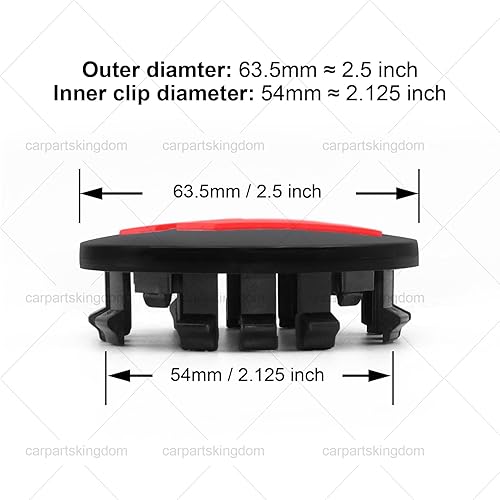 Miniatura 3 de 6CZ27DX8AA - Tapacubos inclinados para rueda de automóvil, 4 unidades, 2.480 in 2.5 pulgadas (negro mate y rojo)