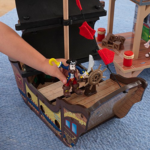 Kidkraft Pirate's Cove Wooden Ship Play Set With Lights And Sounds, 17-Piece Accessories, Gift For Ages 3+ , Brown #TOP7