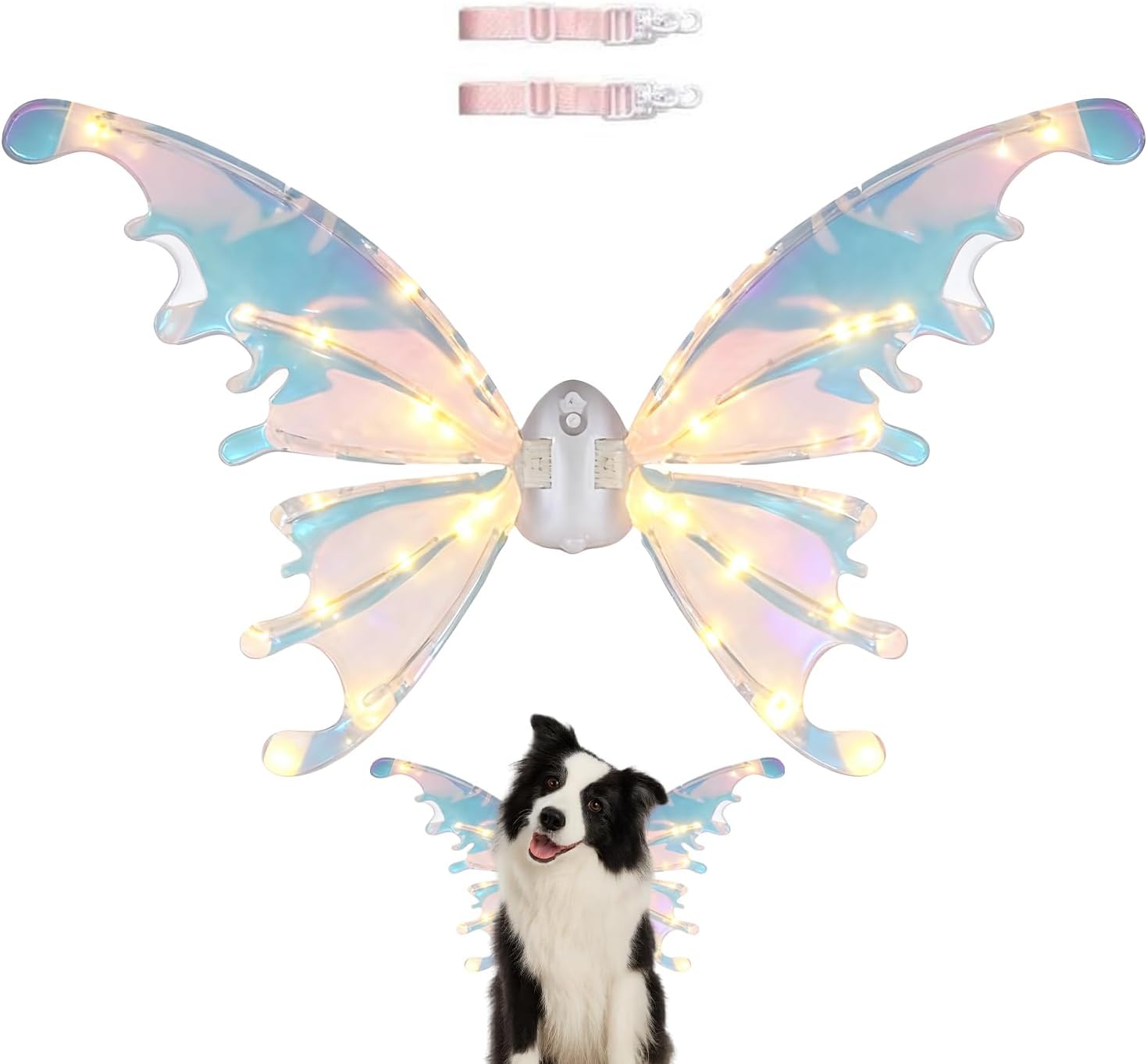 Dog Wings | Fairy Wing Christmas Costume,LED Large Dog Dress Up Costume | for Pet Large Medium Party Parade Masquerades Easter Theater Carnival