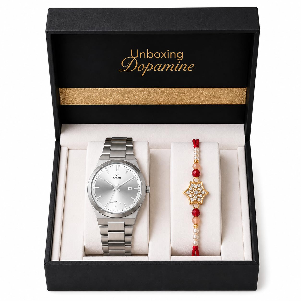 Emerald Prestige Watch & Rakhi Gift Set for Him | Premium Analog Wrist Watch with Designer Rakhi & Luxury Gift Box | Raksha Bandhan Gift for Brother, Bhai & Men-image-19