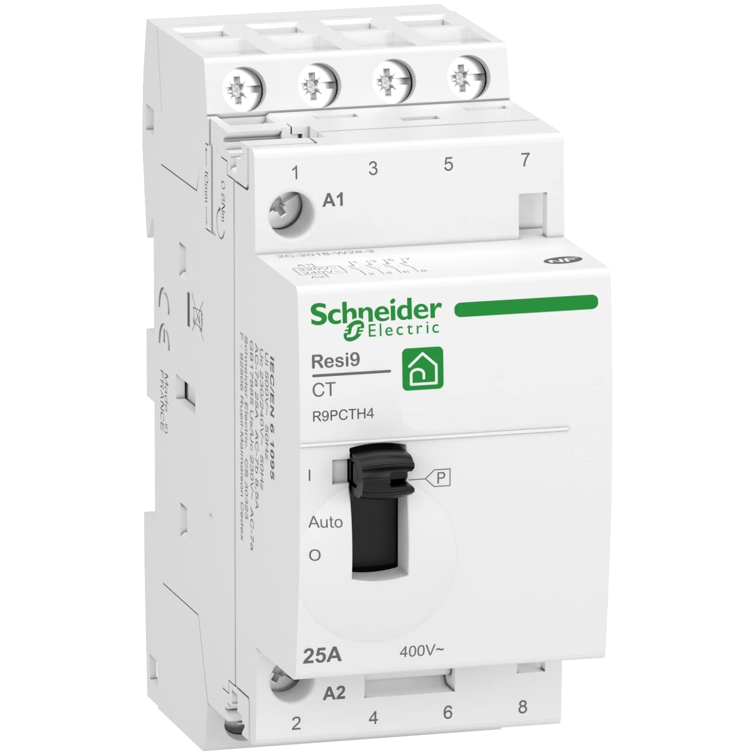 Schneider Electric - Resi9 - contacteur heures creuses - 4NO - 25A - commande manuelle - R9PCTH4