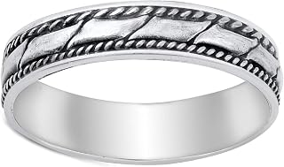 Bali Ring 925 Sterling Silver 5mm Engagement Promise Wedding Band Size 5-10