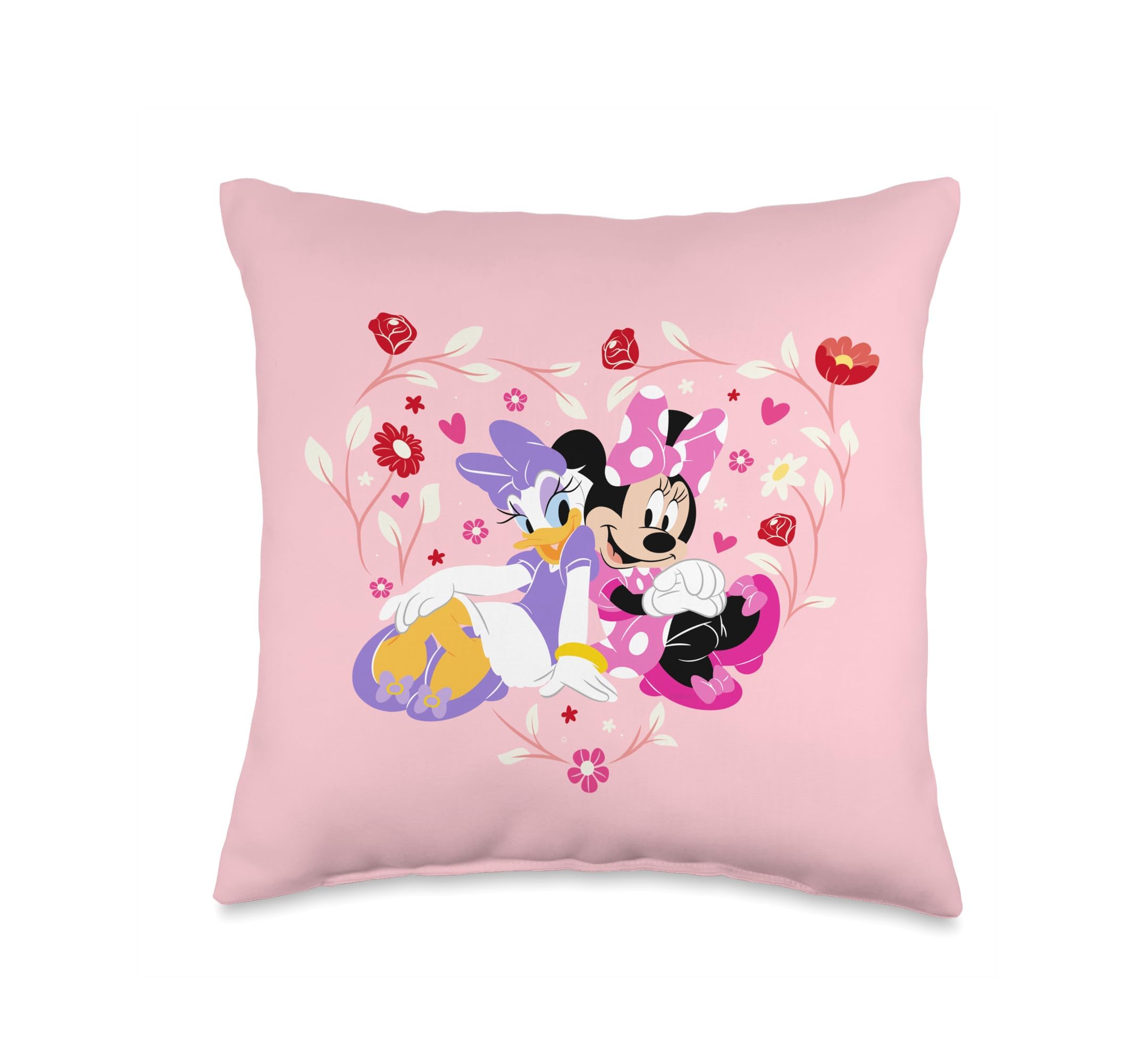 Coussin Disney Minnie et Daisy, cadeau d'amitié rose en forme de cœur pour fille