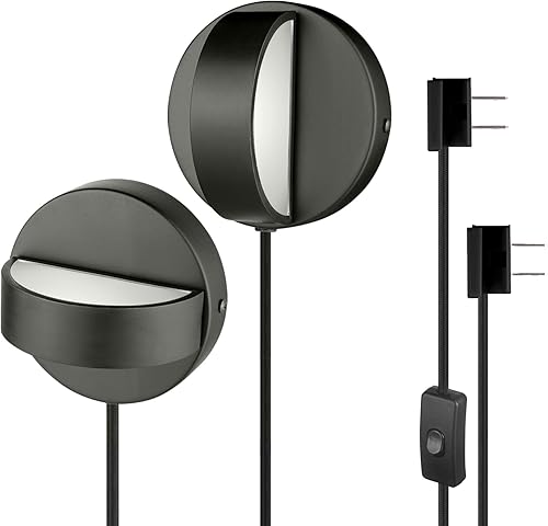 GLOBE Electric 51848 Magnus - Aplique de pared integrado LED o cable duro, 2 unidades, negro mate, rotación de 350 grados, 16 W, 200 lúmenes, 3000