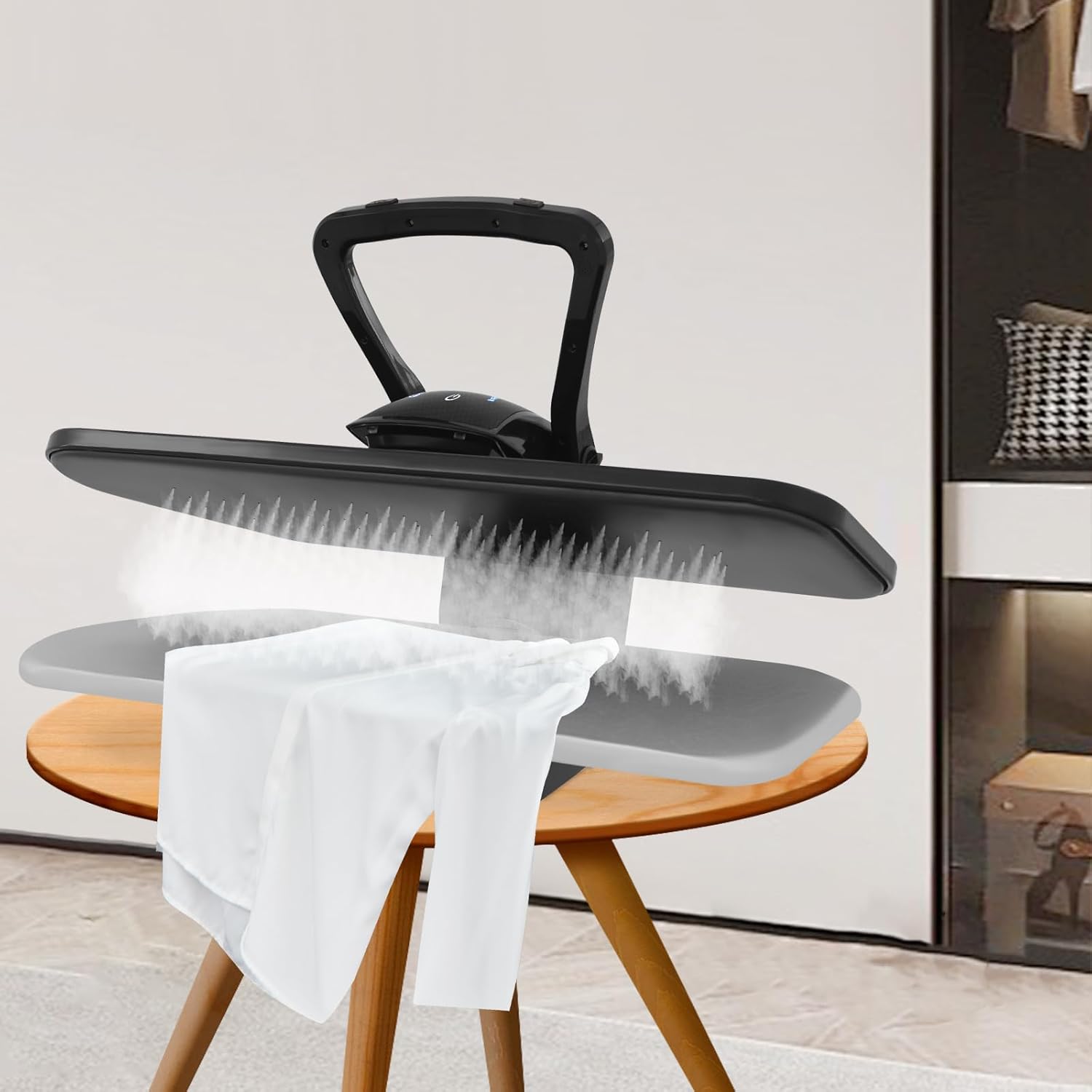 36" Intelligent Steam Press, 1600W Steam Iron Press Clothes Iron Machine Black Digital Iron Press with LCD Screen and 5 Fabric Settings for Home, Business Use