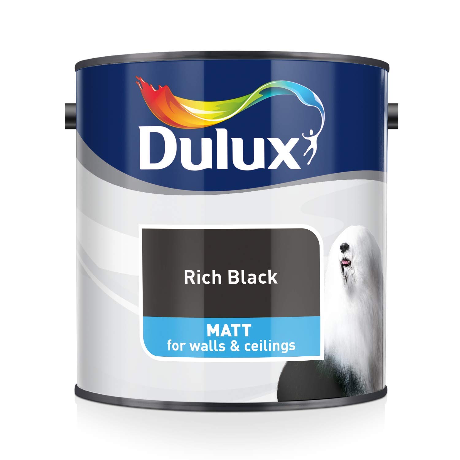 Dulux Matt Emulsion Paint For Walls And Ceilings Rich Black 2 5l