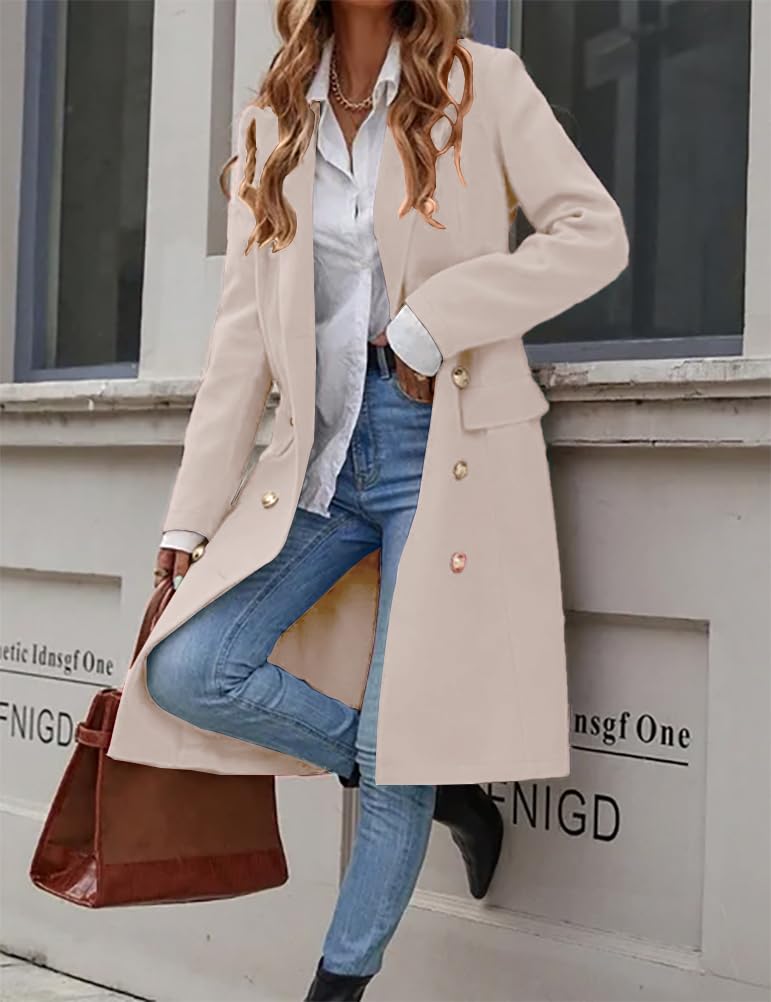 IDEALSANXUN Abrigo largo de lana para mujer, para otoño e invierno, chaqueta de moda