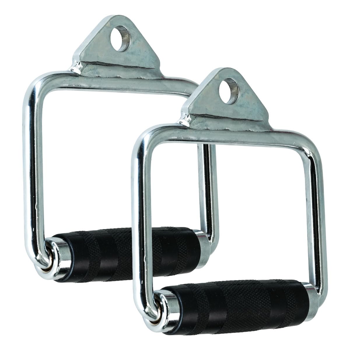 Selyse 1 Pair Heavy Duty Rubber Grip Stirrup Handle Double D Grip Attachment for Cable Machines - Universal Fitness Accessories