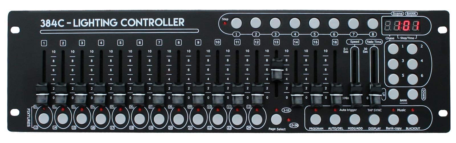 E-Lektron C-384C DMX Controller 24x 16-Kanal Licht Steuerpult Lichtsteuerung | 19" Rackeinbau-fähig