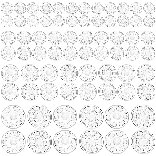 100 Paar Druckknöpfe,Druckknöpfe zum Annähen,Druckknopf zum Anähen,Druckknopf Annähen Unsichtbare,Kunststoff Druckknöpfe Transparent,für Nähen von Kleidung,DIY,Handwek,7mm,12mm,15mm,20mm