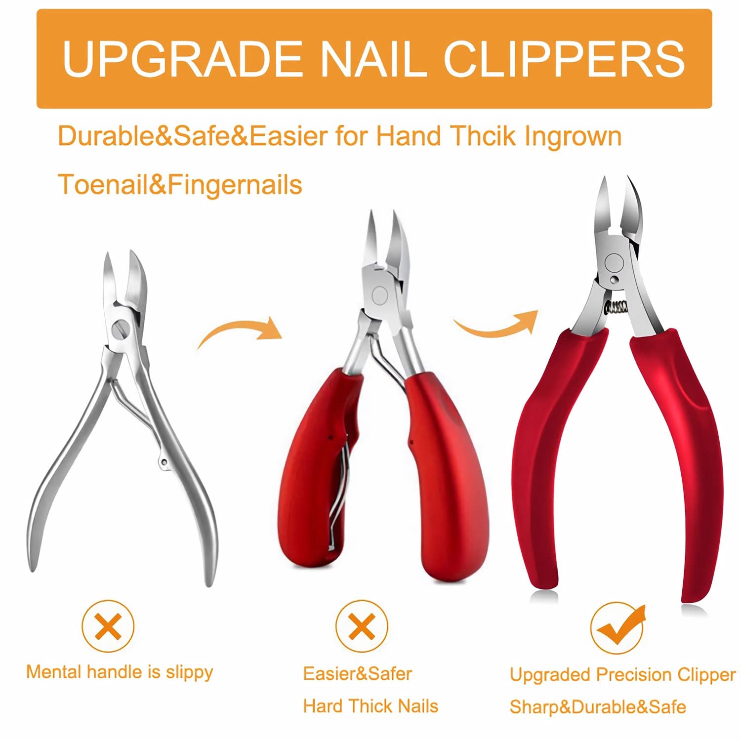 Fußnagel Nagelschere set,Fußnagelzange,Nagelzange,10 Stücke Edelstahl Fußnagel Knipser mit Doppelseite Nagelfeile,Reparieren für Dicke und Eingewachsene Fußnäge