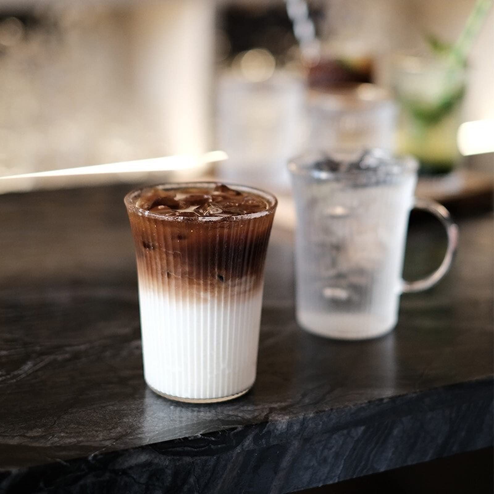 Szklanki do picia szklanki kubek domowy szkło przezroczysty kubek na sok styl kubki na wodę kubek latte kubki do kawy mrożonej kubki do kawy szklane kubki (pojemność: 350 ml - 3 szt., kolor: B)
