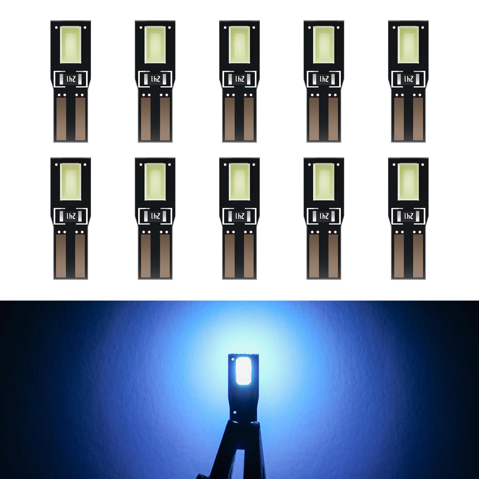 ECCPP 10x Instrument Cluster Dash Panel Lights T5-2-5630-SMD-Ice Blue