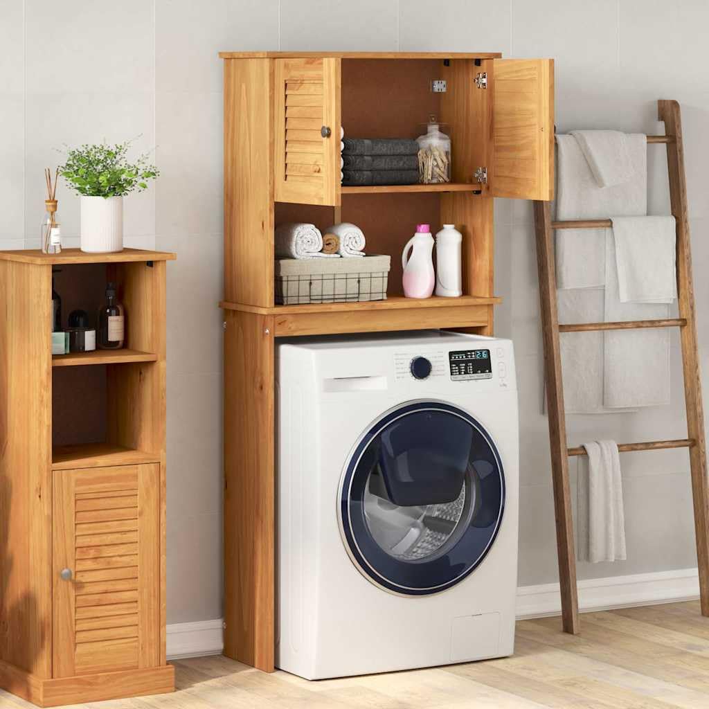 Makastle Cabinet pour Lave-Linge avec étagère Marron et Marron Miel