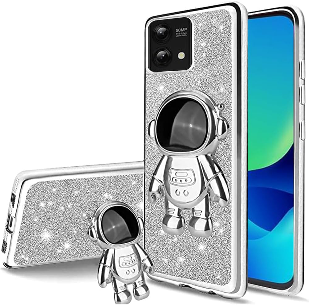 BuumHuum for Moto G Stylus 5G 2023 Case Cute Glitter Crystal Butterfly Full Protection Cases for Teen Girls,Adults Slim TPU Soft Clear Shockproof Bumper for Moto G Stylus 5G 2023(Silver)