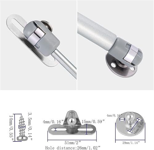 Miniatura 3 de Soporte de gas de 80N18 libras de 8 pulgadas de largo, bisagra de gabinete de seguridad, amortiguador de gas, soporte de cubierta inferior e abierta