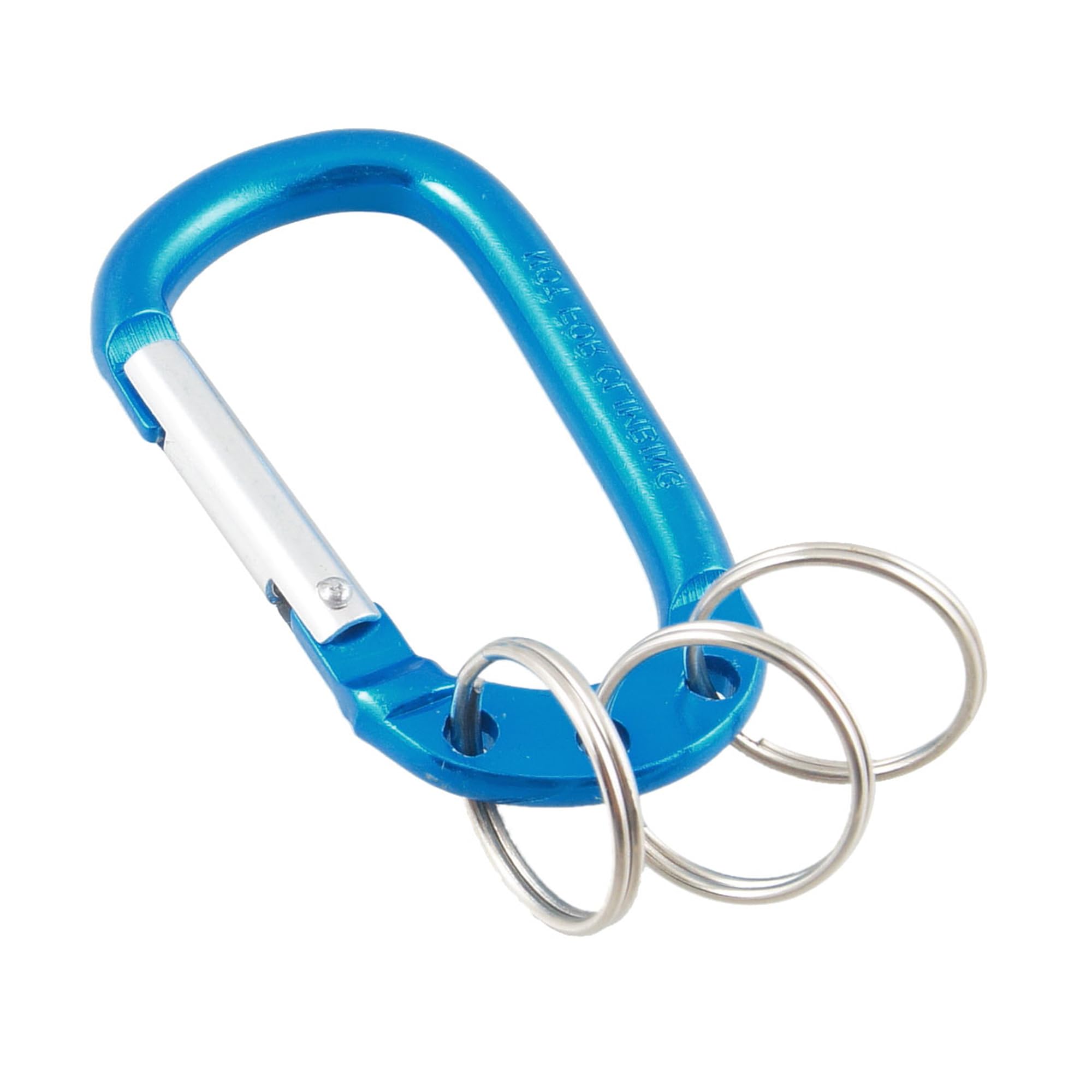uxcell Spring Snap Hook, Metal D Ring Carabiner Keychain Clip with 3 Key Ring, Locking Snap Ring with Keyring for Loaded Gate Hammock Swing Outdoor Hiking Fishing, Large 1PCS Blue