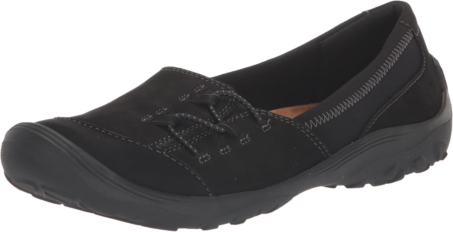 Clarks Women's Fiana Ease Mary Jane Flat, Black Nubuck, 10