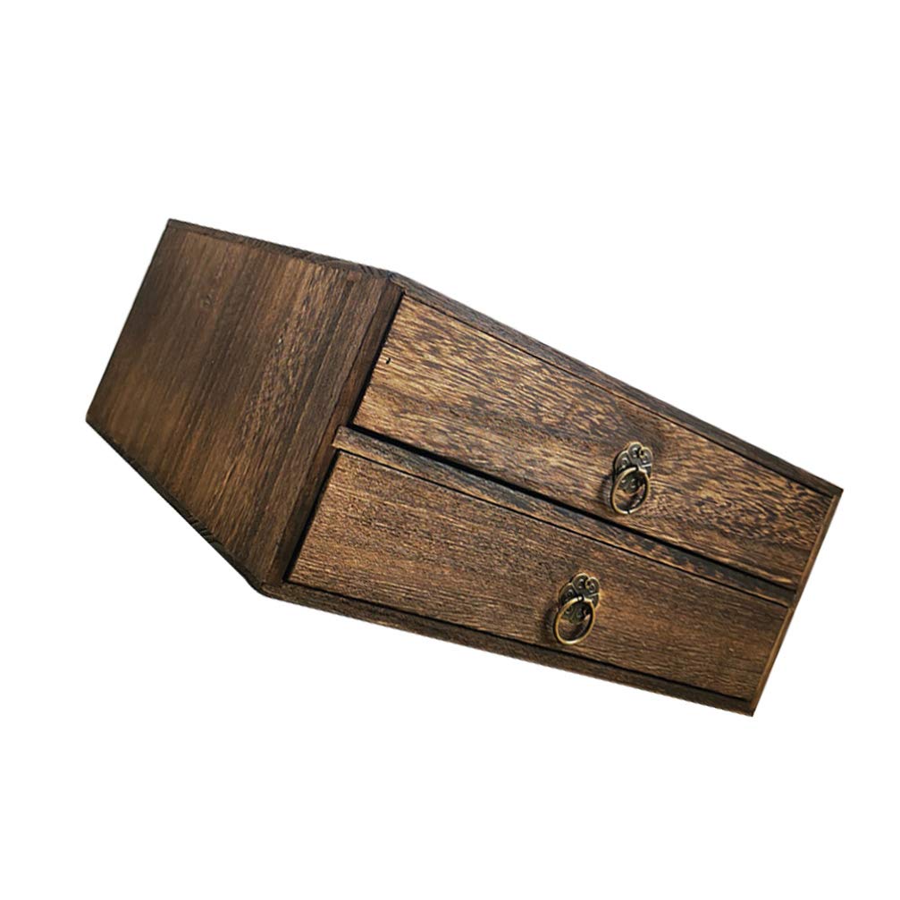Scatola Portaoggetti Multilivello Cassetti Marrone in Legno