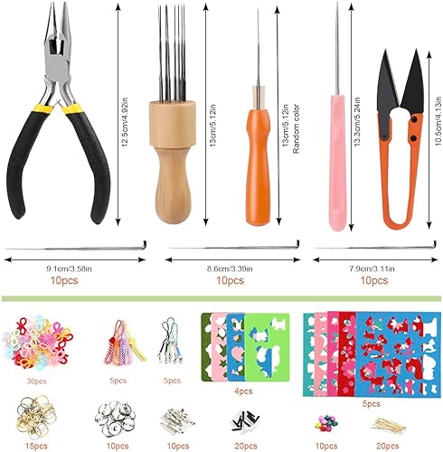 Miniatura 3 de LOKUNN Kit de fieltro de agujas de 339 piezas, herramientas completas de fieltro de aguja con caja de almacenamiento, kits de fieltro para