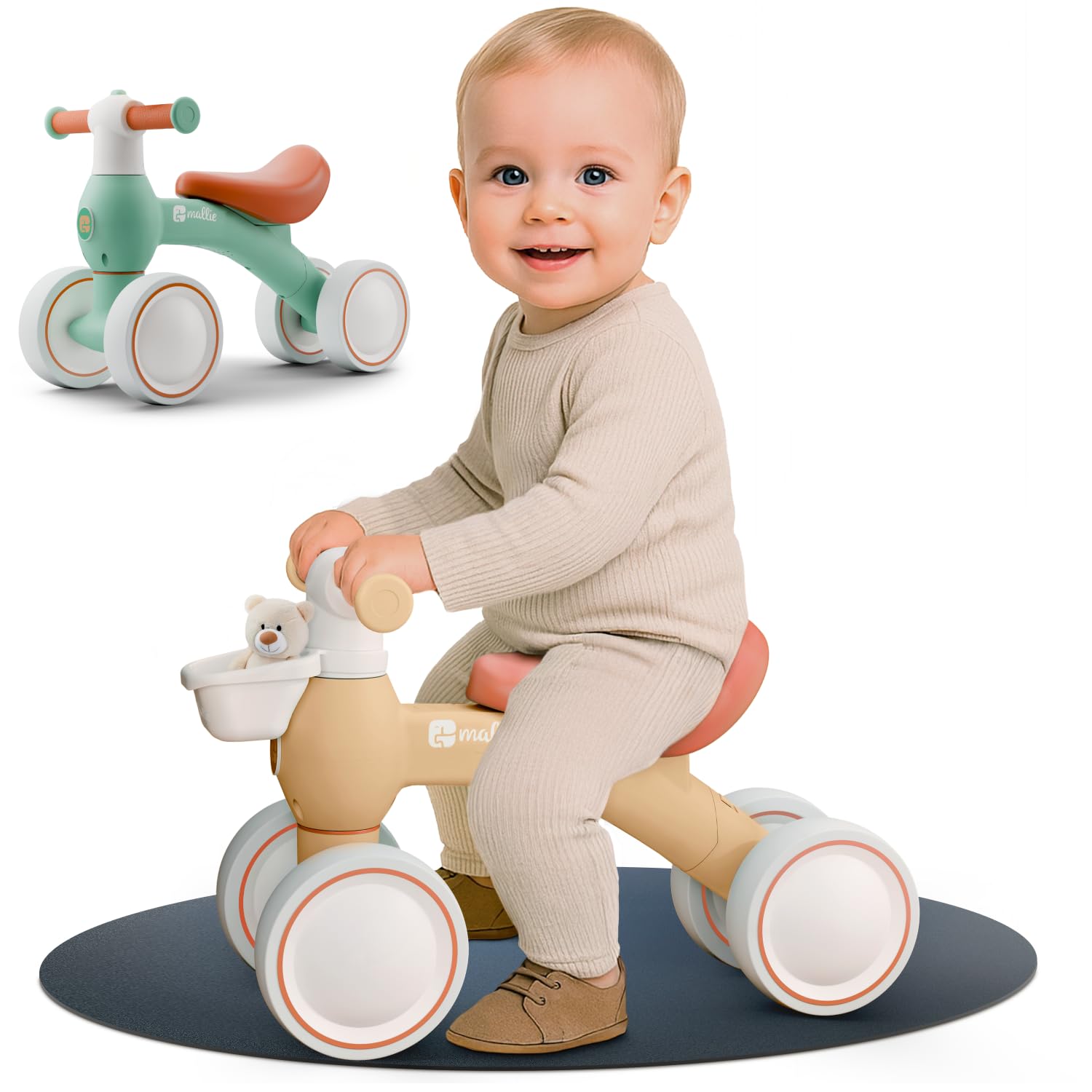Mallie® Bicicletta Senza Pedali per 1 Anno con cestino - Balance Bike, Regalo Bambino 1 Anno, Bici Senza Pedali 2 Anni, Regalo Bimbo, Regalo Bambina